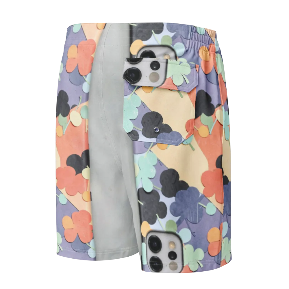 Pastel Pocket Garden on Men's Board Shorts — Back