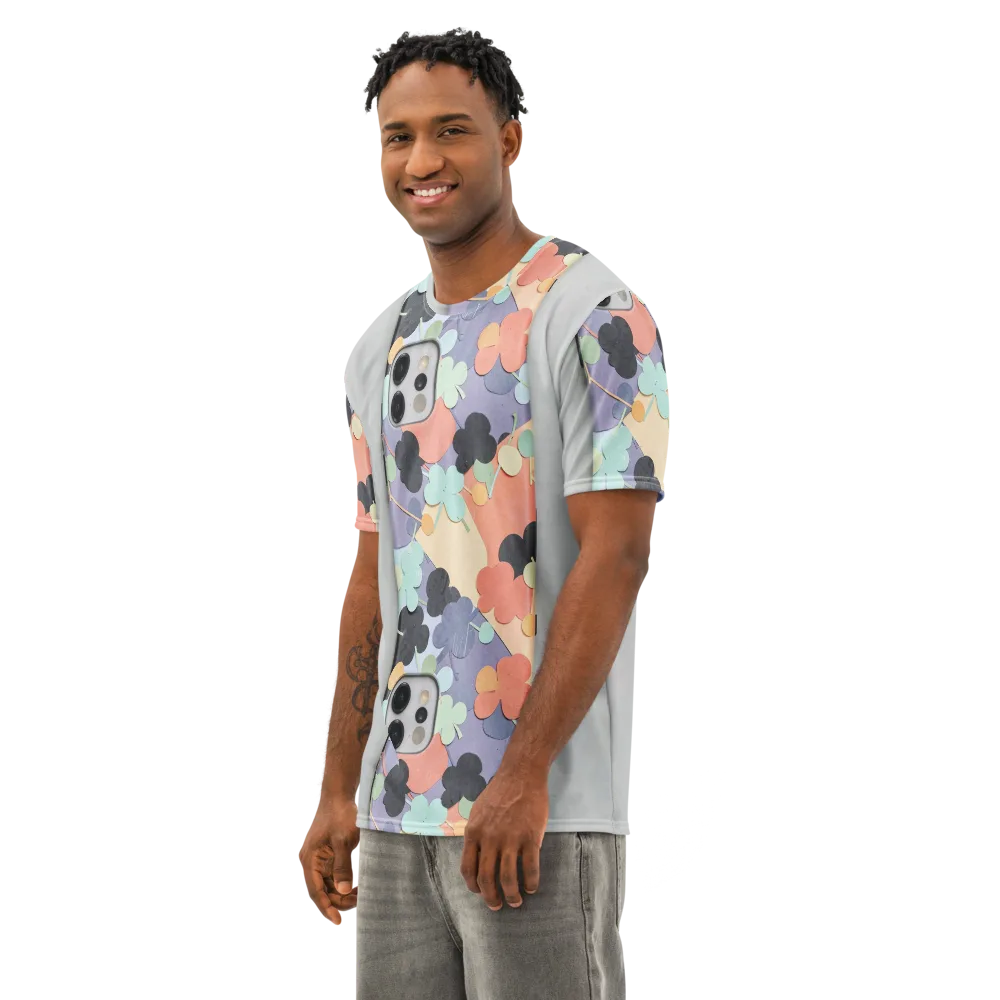 Pastel Pocket Garden on Men's Cotton Crew Neck T-Shirt — Left Front
