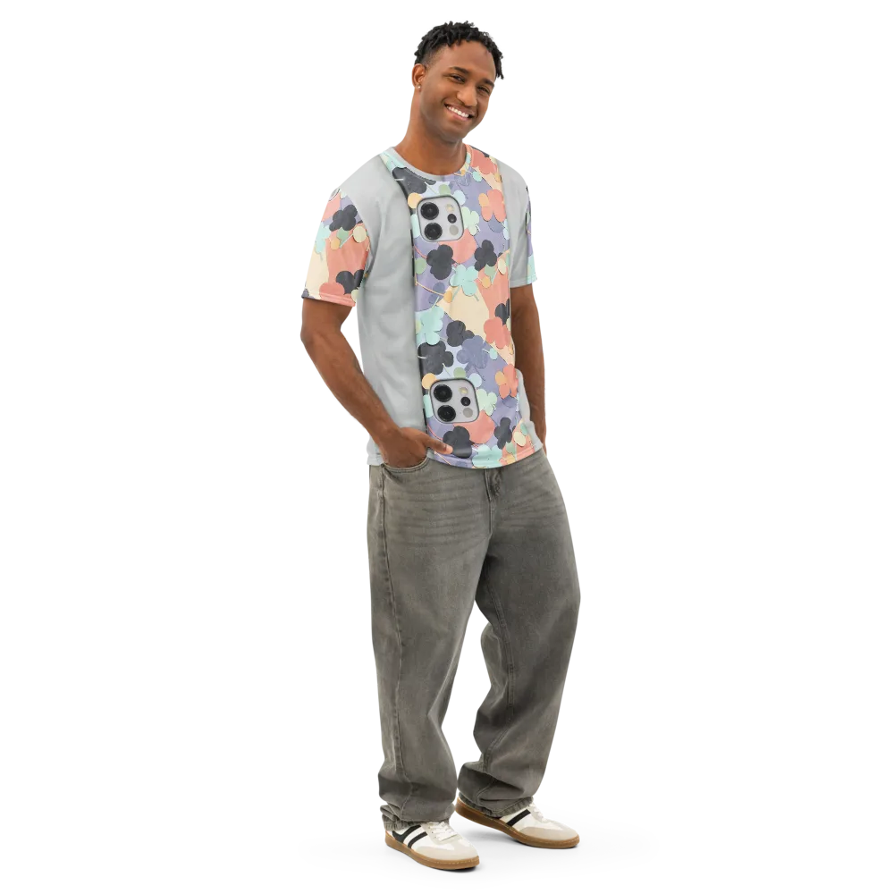 Pastel Pocket Garden on Men's Cotton Crew Neck T-Shirt — Right Front