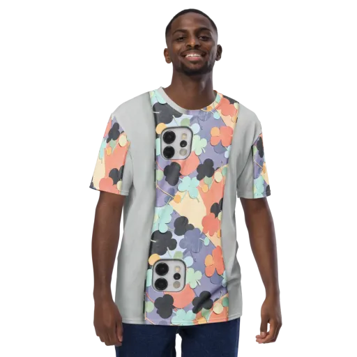 Pastel Pocket Garden on a Men's Crew Neck T-Shirt