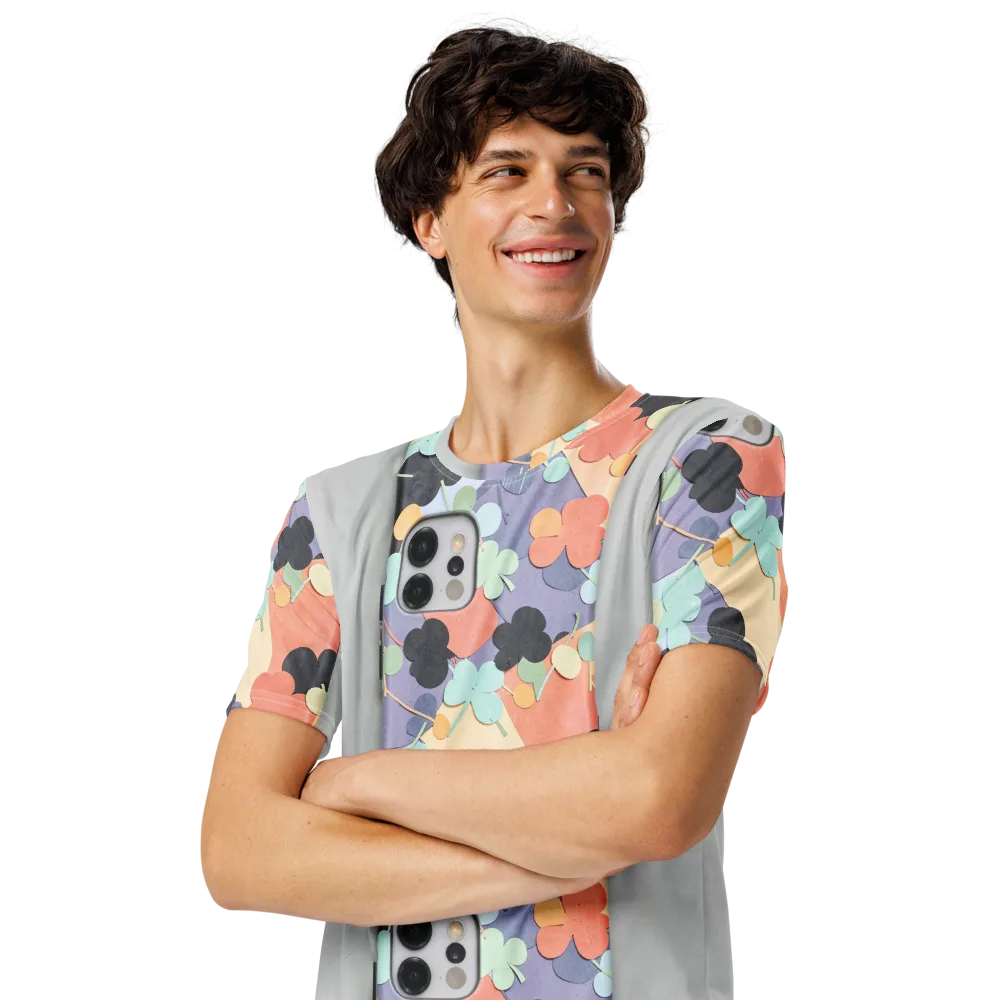 Pastel Pocket Garden on Men's Crew Neck T-Shirt — Left Front