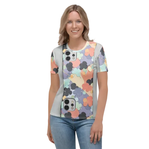 Pastel Pocket Garden on a Women's Crew Neck T-Shirt