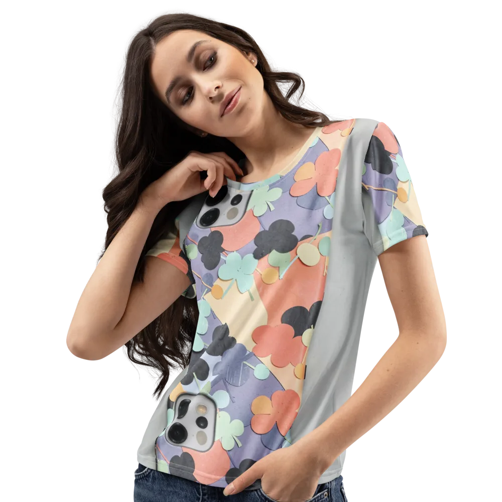 Pastel Pocket Garden on Women's Crew Neck T-Shirt — Left Front