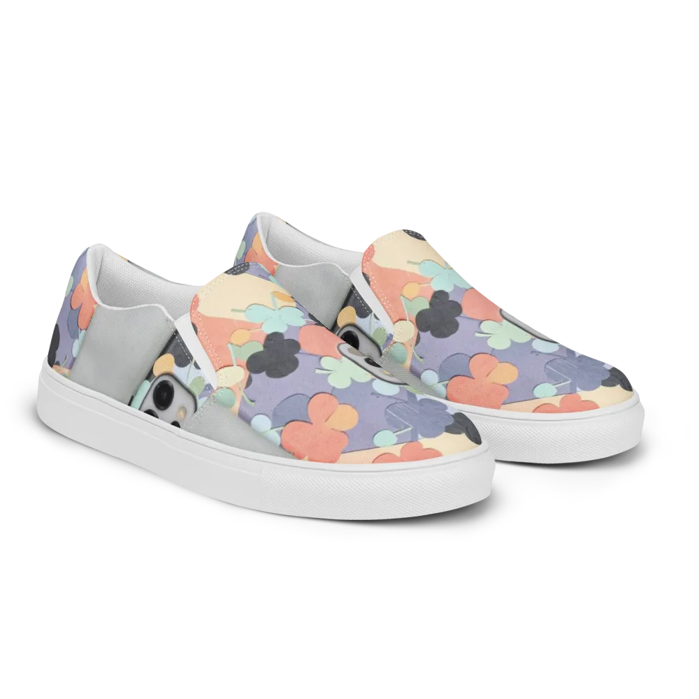 Pastel Pocket Garden on Men's Slip-On Canvas Shoes — Right Front