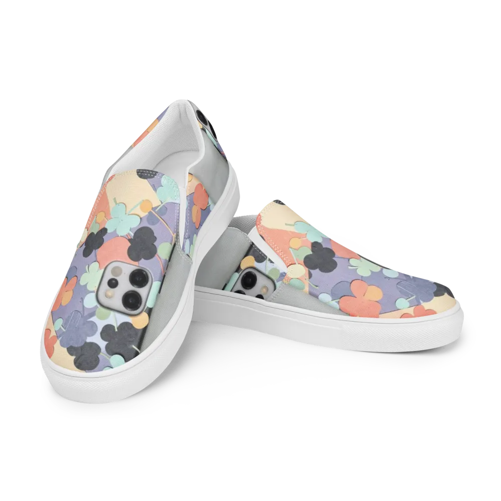 Pastel Pocket Garden on Men's Slip-On Canvas Shoes — Left Front