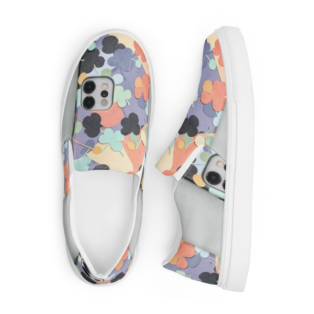 Pastel Pocket Garden on Men's Slip-On Canvas Shoes — Front