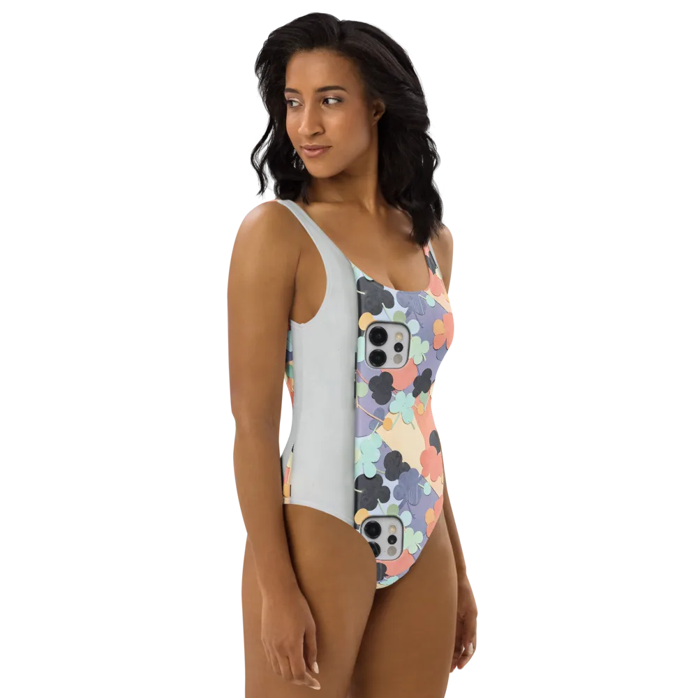 Pastel Pocket Garden on One-Piece Swimsuit — Right
