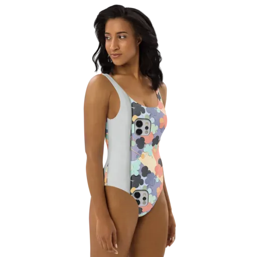 Pastel Pocket Garden on a One-Piece Swimsuit