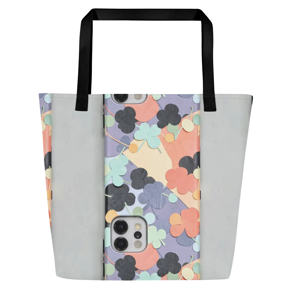 Pastel Pocket Garden on Large Tote Bag W/ Pocket — Front