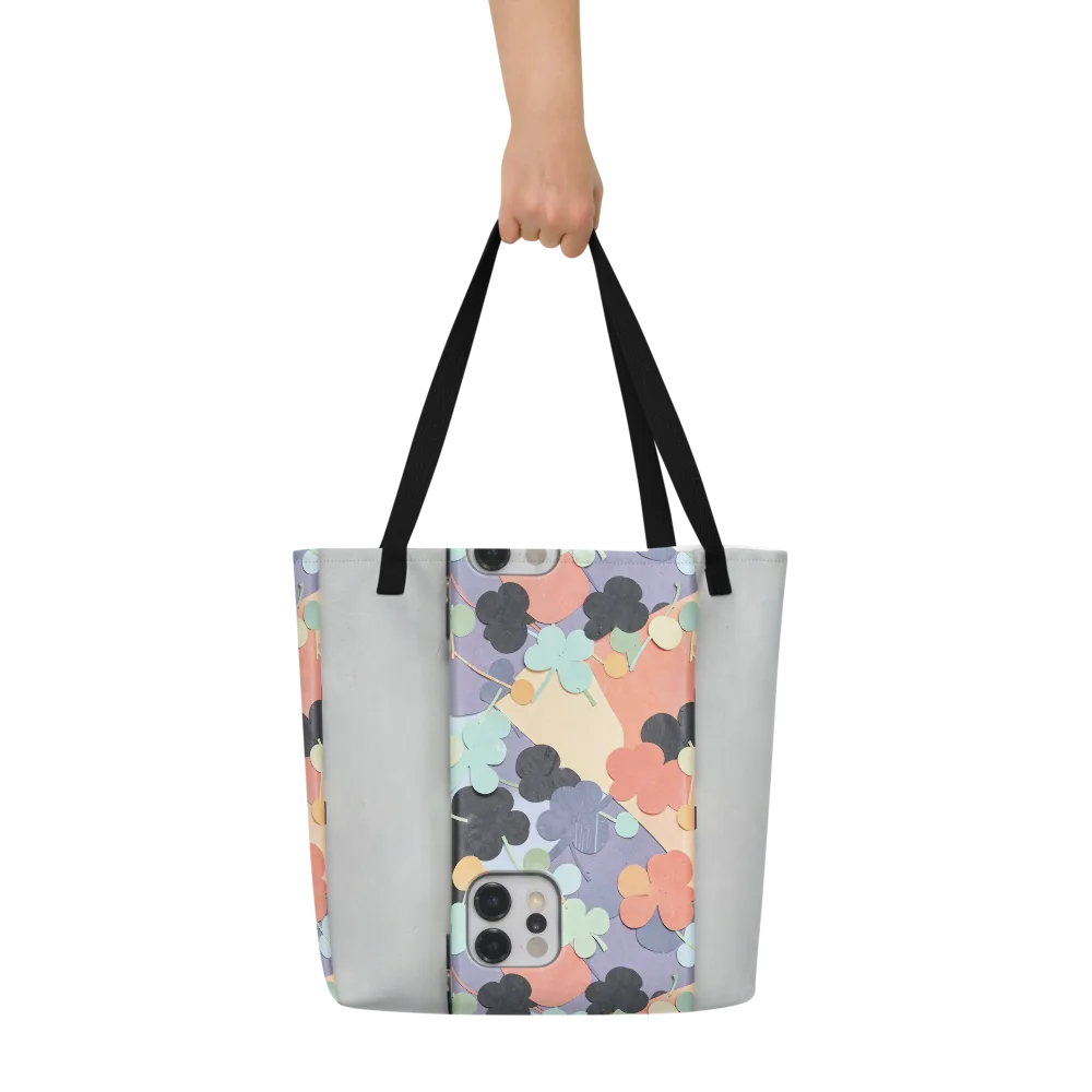 Pastel Pocket Garden on Large Tote Bag W/ Pocket — Front
