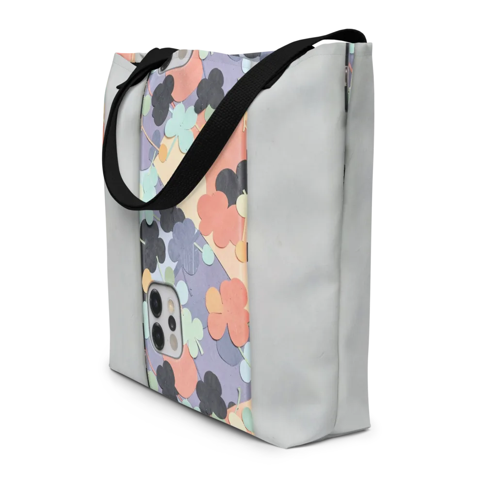 Pastel Pocket Garden on Large Tote Bag W/ Pocket — Front