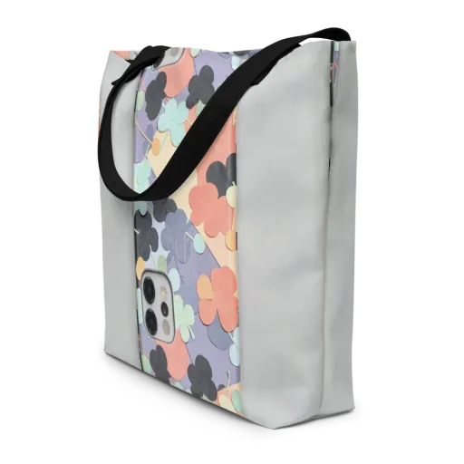Pastel Pocket Garden on a Large Tote Bag W/ Pocket