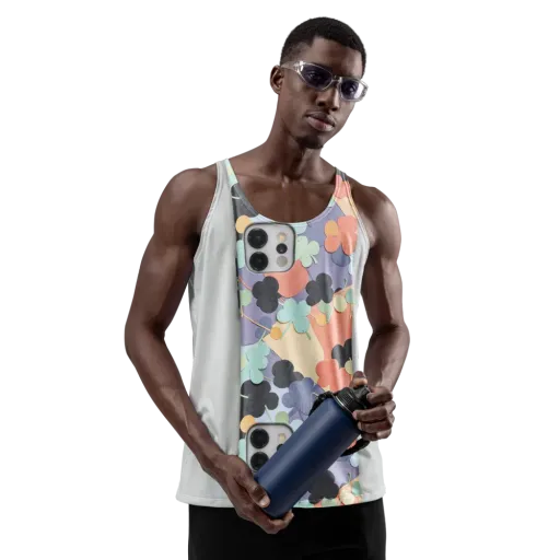 Pastel Pocket Garden on a Men's Tank Top