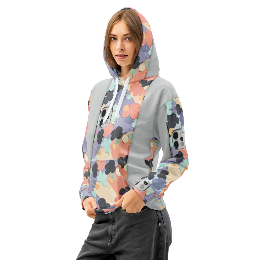 Pastel Pocket Garden on Cotton Hoodie — Left Front
