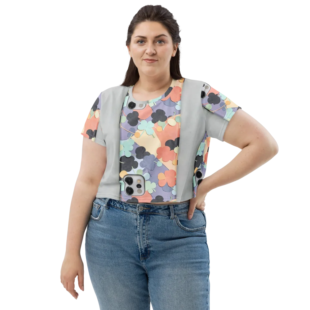 Pastel Pocket Garden on Crop Tee — Front
