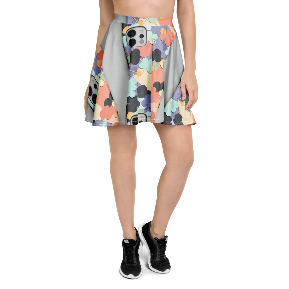 Pastel Pocket Garden on Skater Skirt — Front