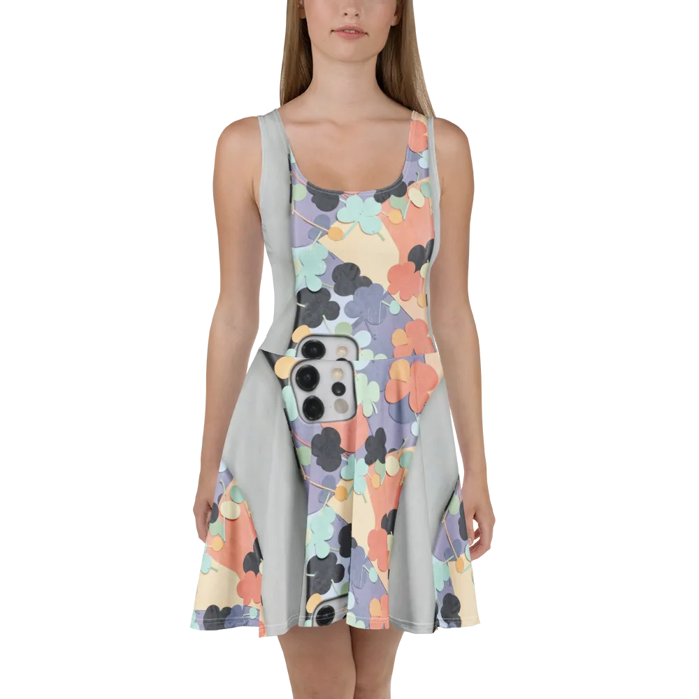 Pastel Pocket Garden on Skater Dress — Front