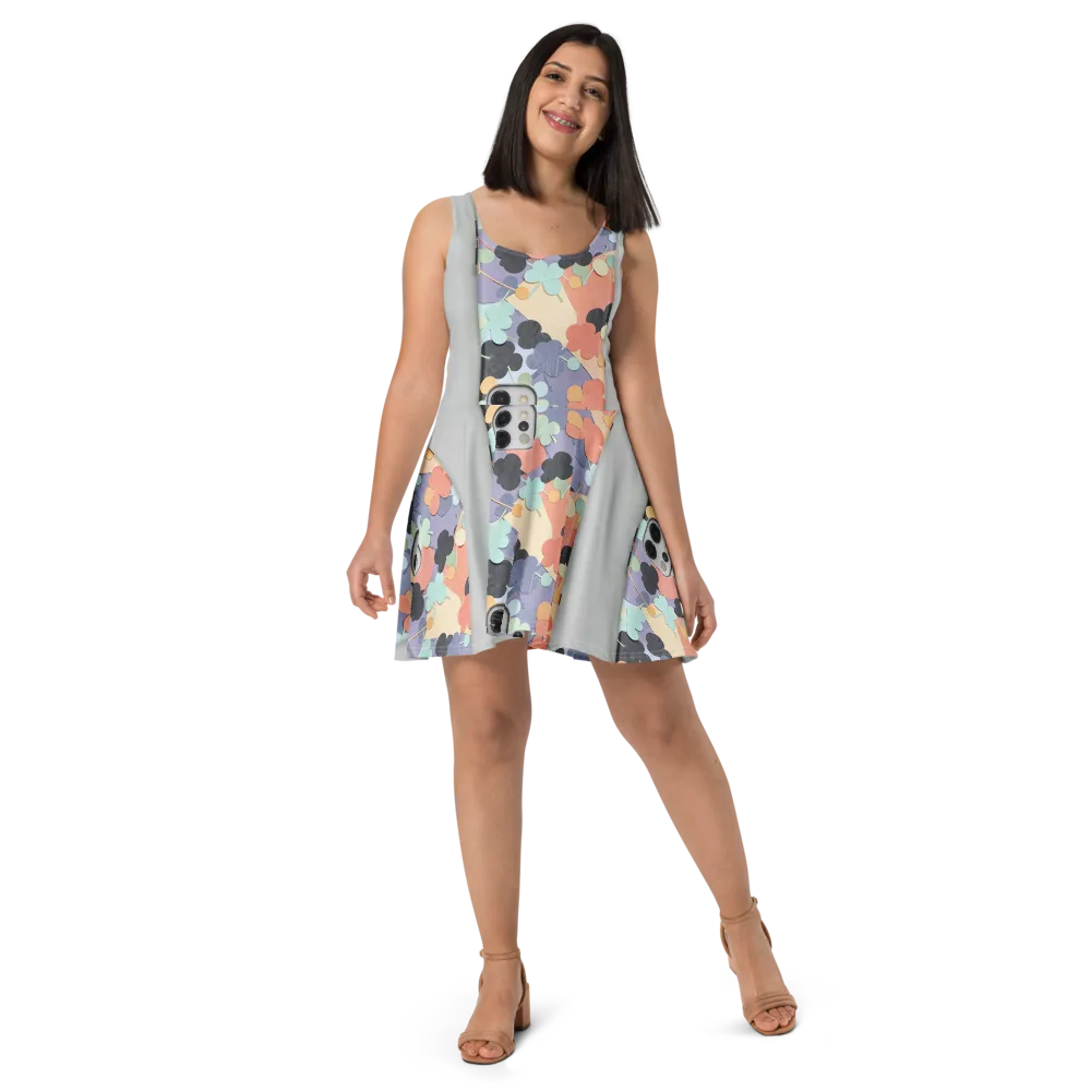 Pastel Pocket Garden on Skater Dress — Front