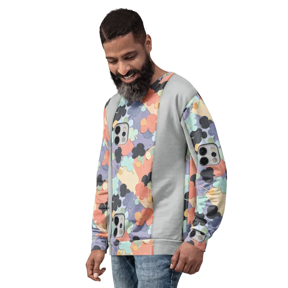 Pastel Pocket Garden on Sweatshirt — Left Front