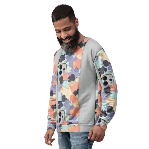 Pastel Pocket Garden on a Sweatshirt