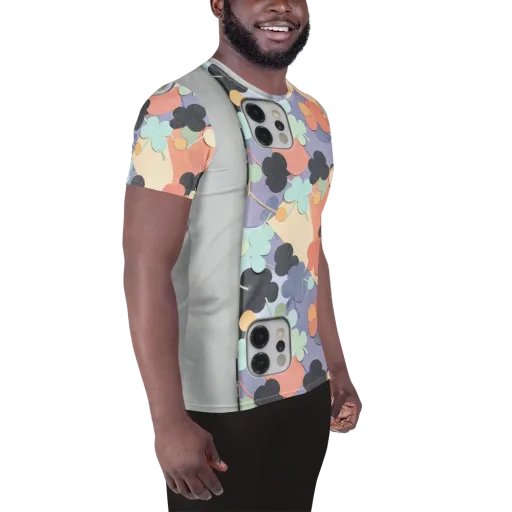 Pastel Pocket Garden on a Men's Athletic T-Shirt