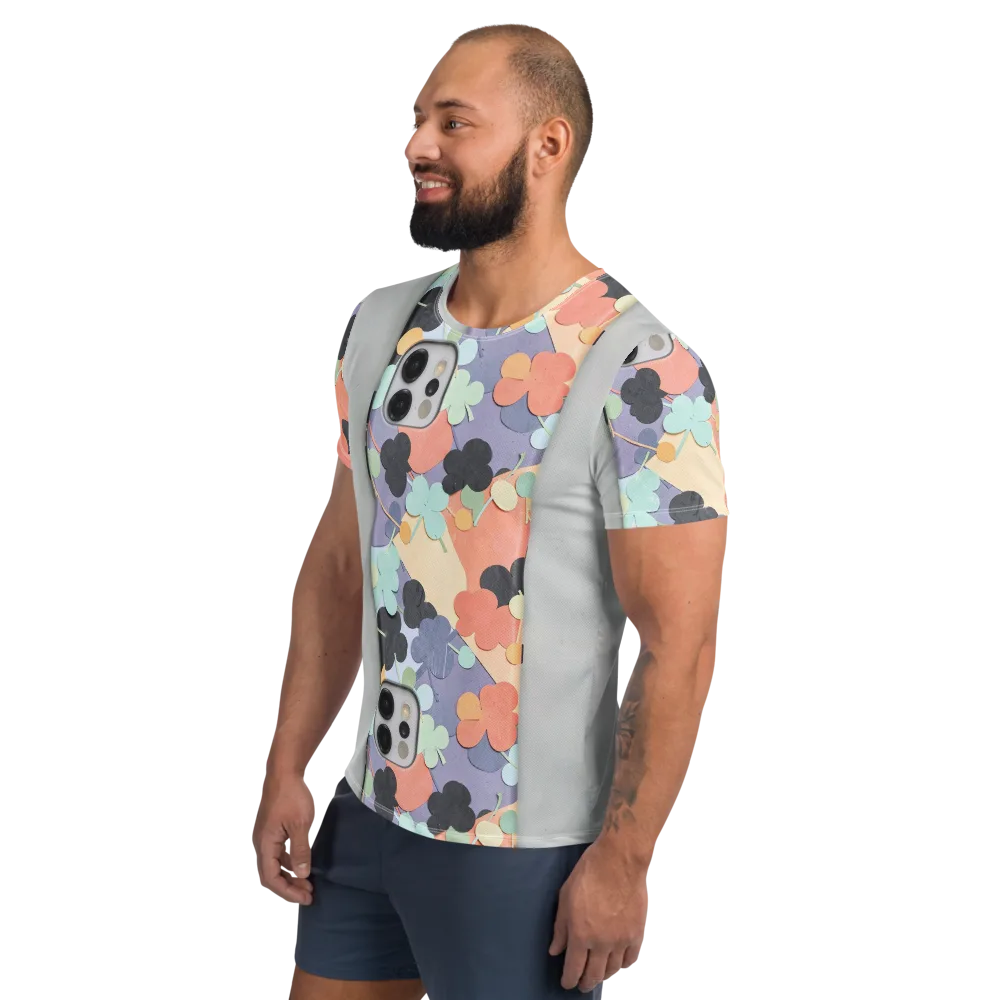 Pastel Pocket Garden on Men's Athletic T-Shirt — Left