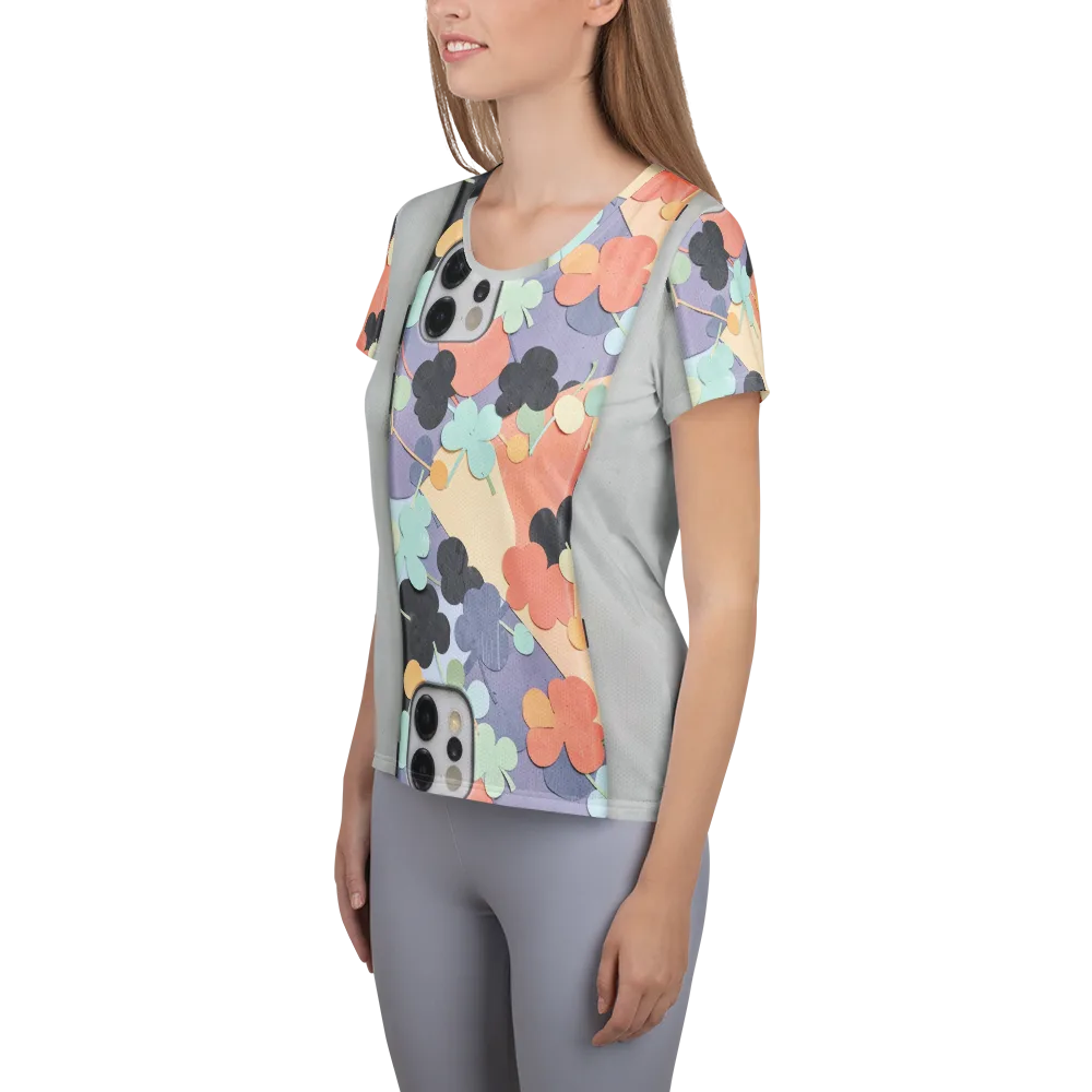 Pastel Pocket Garden on Women's Athletic T-Shirt — Left