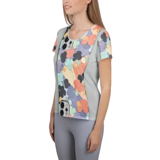 Pastel Pocket Garden on a Women's Athletic T-Shirt