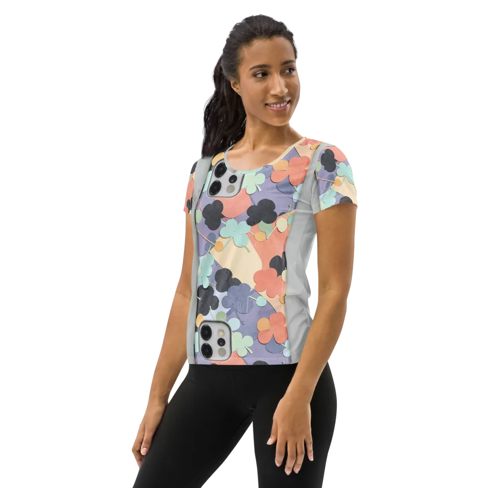 Pastel Pocket Garden on Women's Athletic T-Shirt — Left