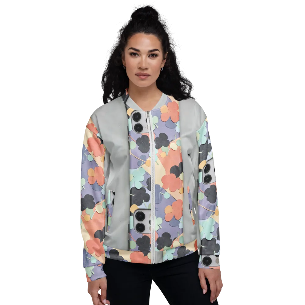 Pastel Pocket Garden on Bomber Jacket — Front