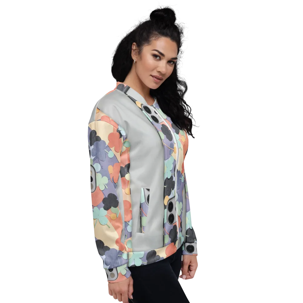 Pastel Pocket Garden on Bomber Jacket — Right