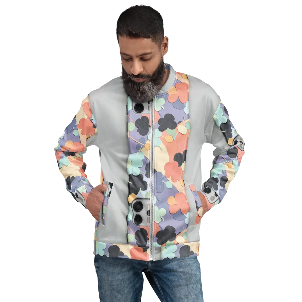 Pastel Pocket Garden on Bomber Jacket — Front