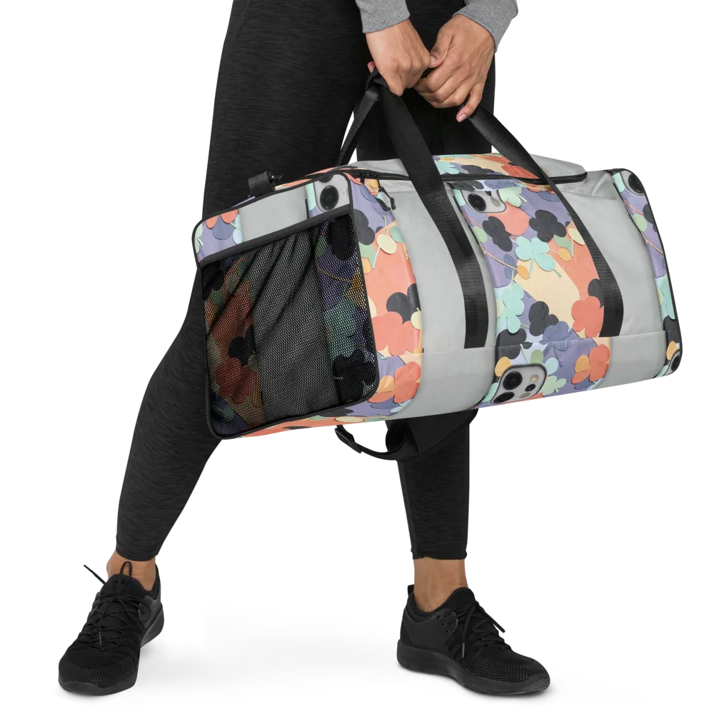 Pastel Pocket Garden on Duffle Bag — Right Front