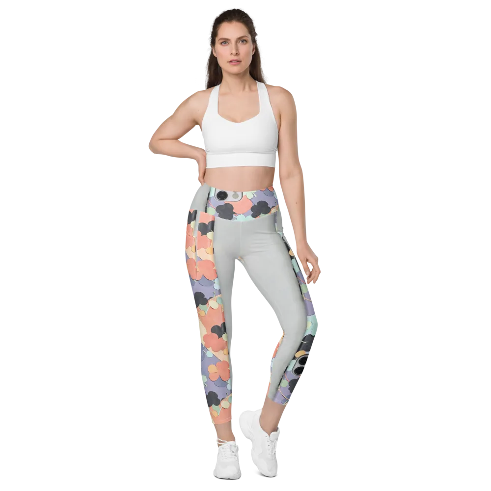 Pastel Pocket Garden on Leggings with Pockets — Front