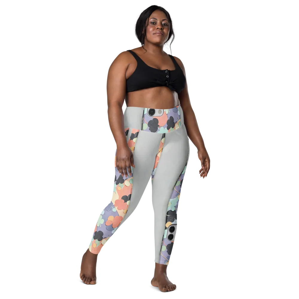 Pastel Pocket Garden on Leggings with Pockets — Front