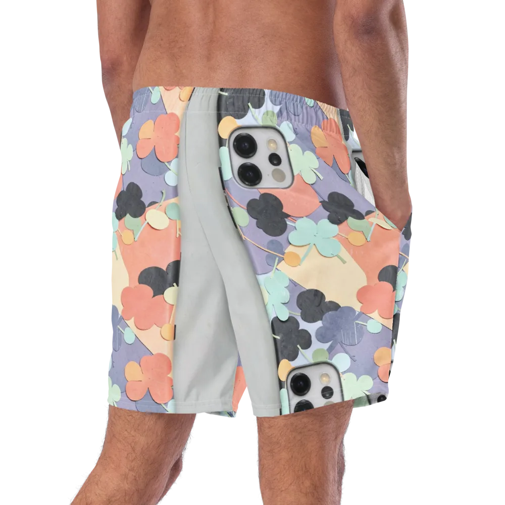 Pastel Pocket Garden on Swim Trunks — Right Back