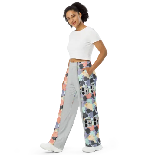 Pastel Pocket Garden on a Wide-Leg Pants