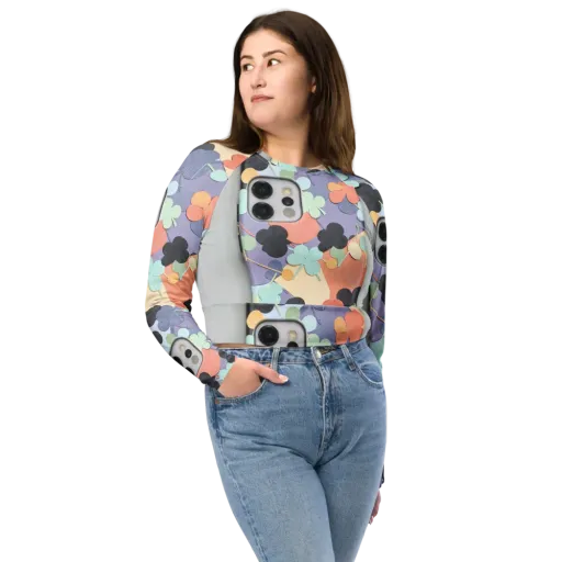 Pastel Pocket Garden on a Long Sleeve Crop Top