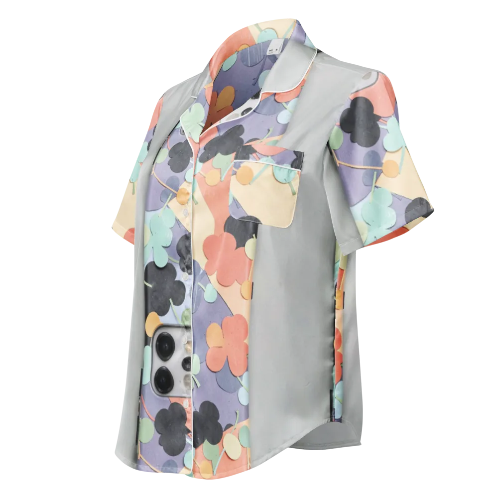 Pastel Pocket Garden on Women's Short Sleeve Pajama Top — Left Front