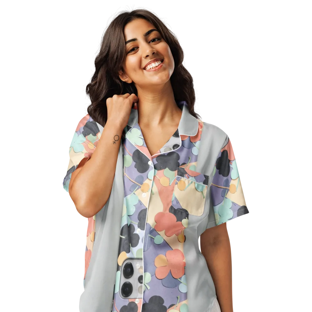 Pastel Pocket Garden on Women's Short Sleeve Pajama Top — Front