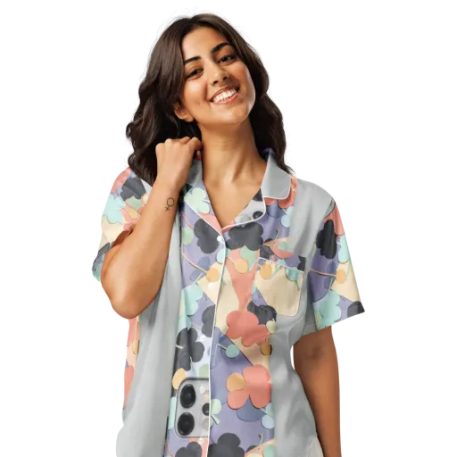Pastel Pocket Garden on a Women's Short Sleeve Pajama Top