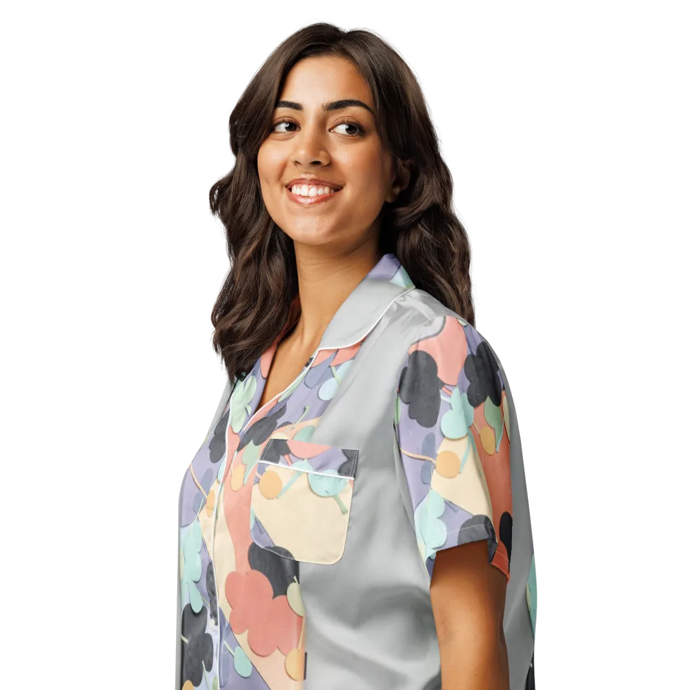Pastel Pocket Garden on Women's Short Sleeve Pajama Top — Left Front