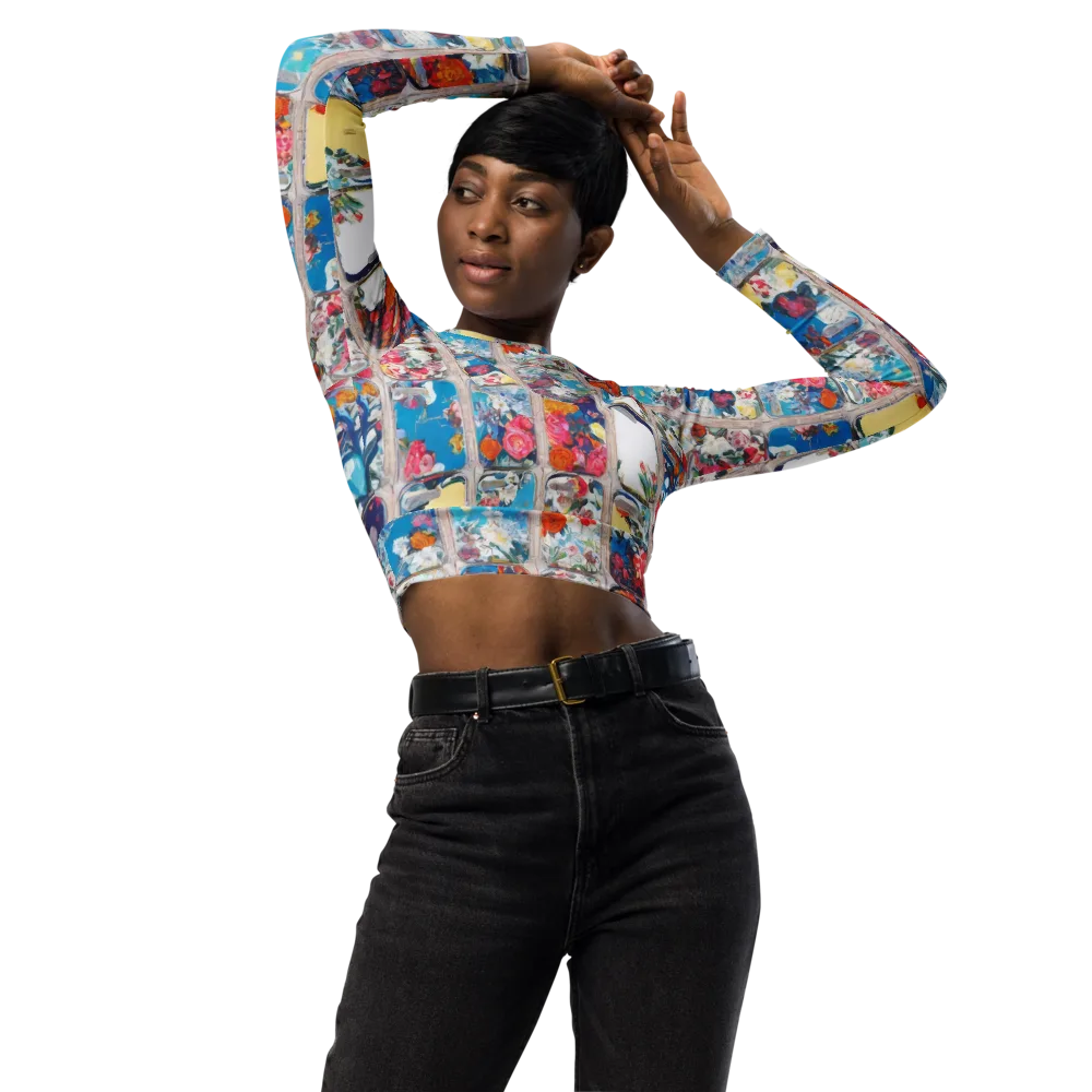 Gallery Garden on Long Sleeve Crop Top — Front