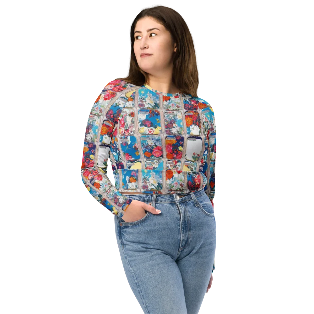 Gallery Garden on Long Sleeve Crop Top — Front