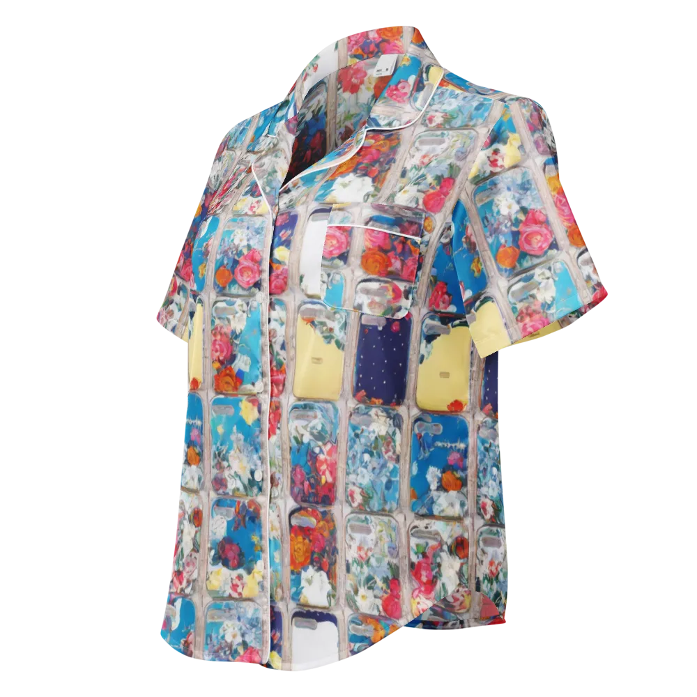 Gallery Garden on Women's Short Sleeve Pajama Top — Left Front