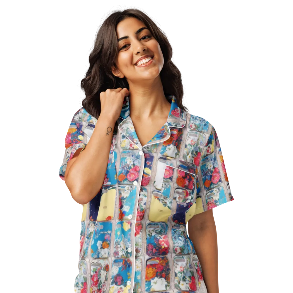 Gallery Garden on Women's Short Sleeve Pajama Top — Front
