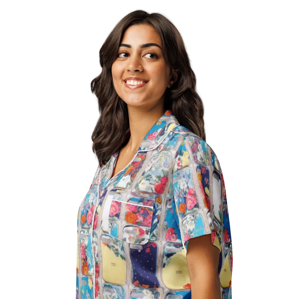 Gallery Garden on Women's Short Sleeve Pajama Top — Left Front