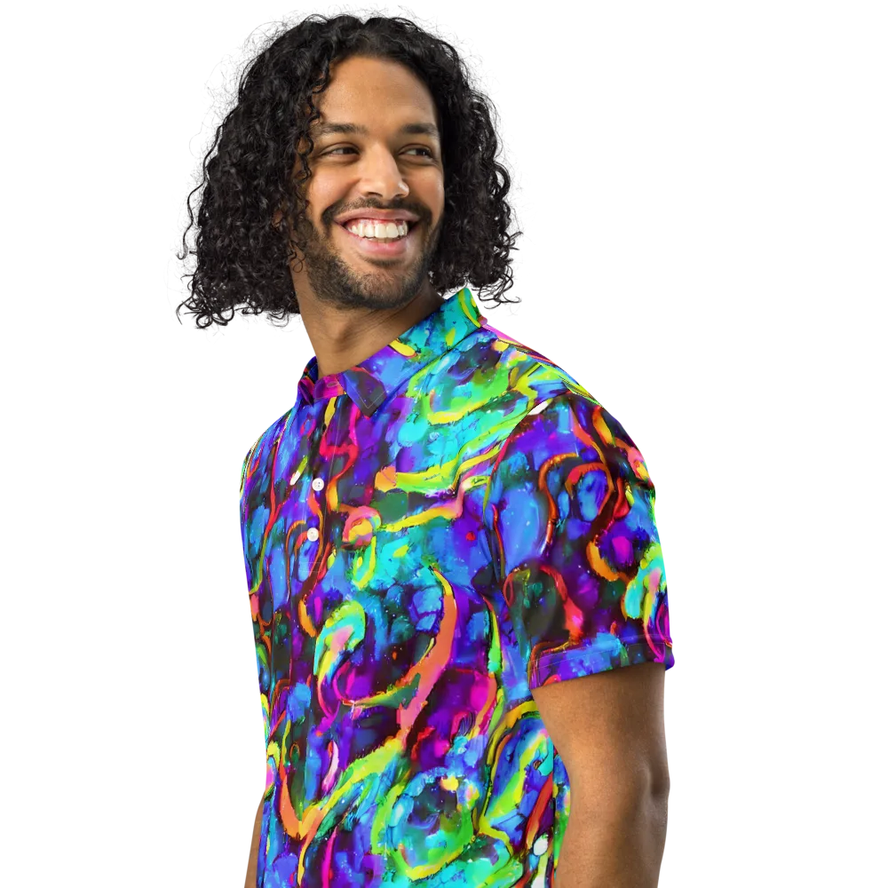 Molten Chromatics on Men's Slim Fit Polo Shirt — Left Front