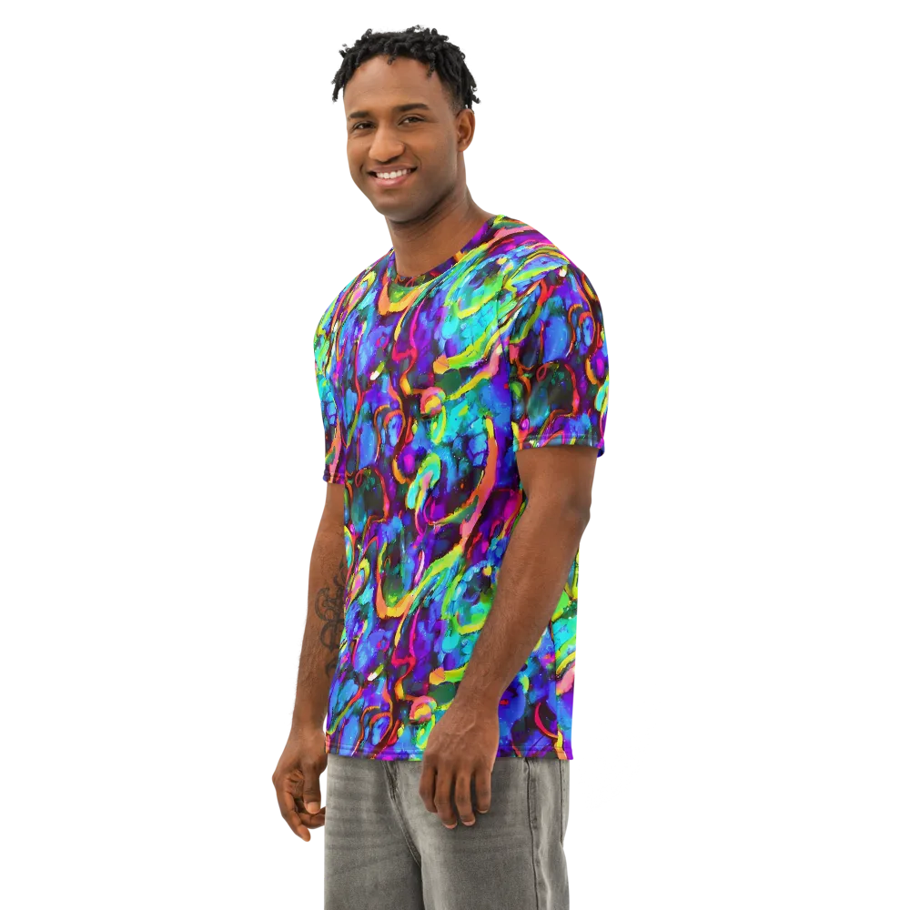 Molten Chromatics on Men's Cotton Crew Neck T-Shirt — Left Front