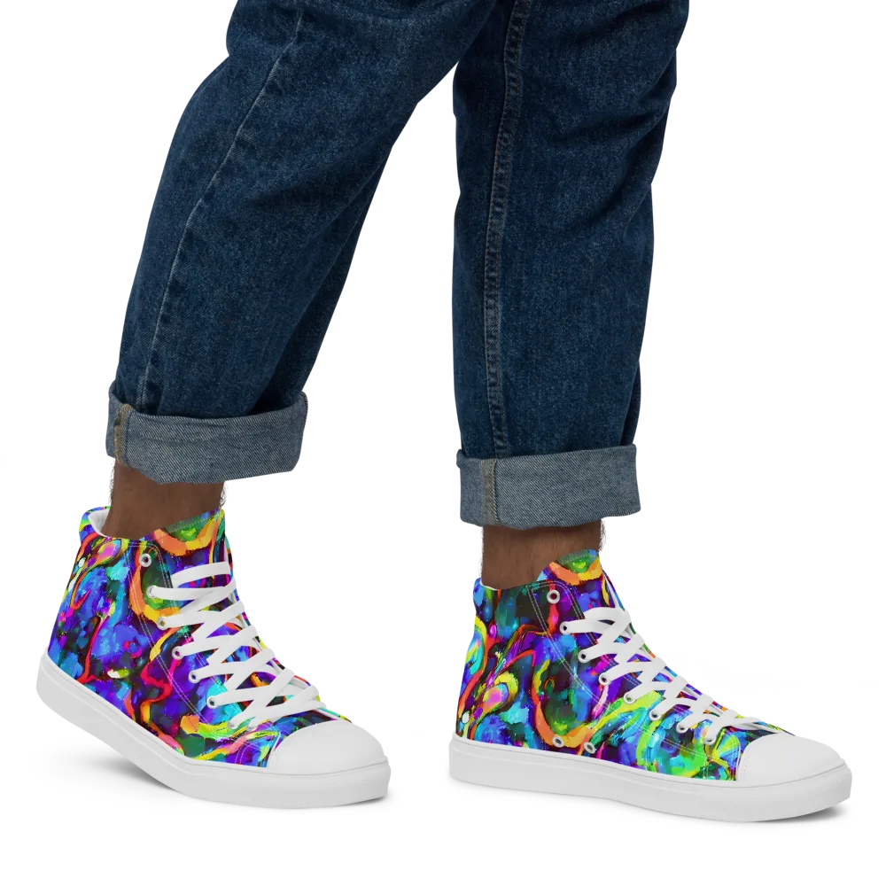 Molten Chromatics on Men's High Top Canvas Shoes — Right